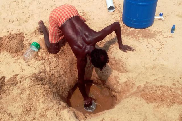 Wasserschöpfer an einem Brunnen in Kerala, Südindien | Foto: Till Oehler, ZMT