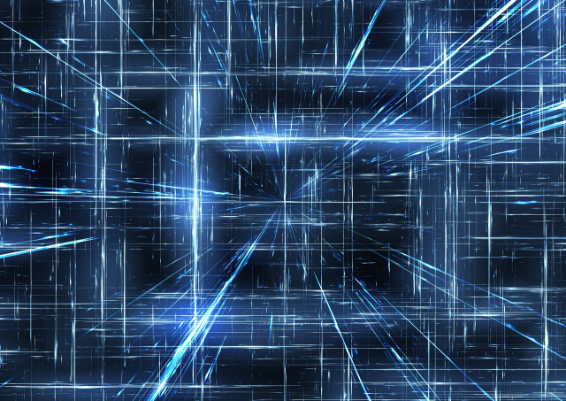 Forschungsdaten Research Data Datenströme abstrakt dargetsellt auf blauem Hintergrund